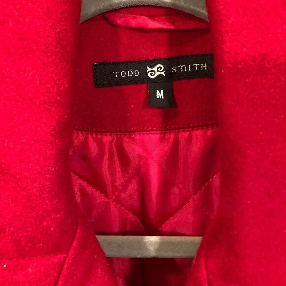 Red Wool Blend Double Breasted Bomber Jacket/Coat - Picture 7 of 10